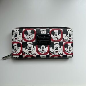 Disney Parks Loungefly Mickey Mouse Leather Clutch Wallet Red White Black